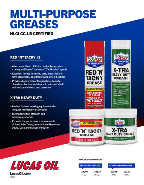 XTRA Heavy Duty Grease 14 Oz Tube For Auto, Truck, Industrial, Marine, Farm And Off Road Equipment Waterproof, Extreme Pressure