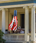 All American 60 Inch Windsock For Outdoor Decor, Heavy Duty 210D Nylon Windsock With Embroidered Stars on a veranda
