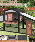 65.3 Inch Long Wooden Chicken Coop And Run For One To Two Chickens With Nest Box Tray And Perches, black with 4 access areas
