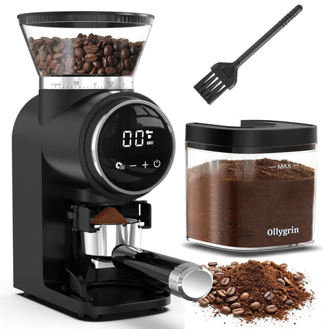 Conical Burr Coffee Grinder Electric For Home Use With Stainless Steel Burrs 30 Grind Settings Touch Panel and Removable Coffee Container