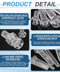 Clear Acrylic Screws And Hex Nuts Kit 40 Piece M6 12mm Phillips Round Head Plastic Bolts with product details