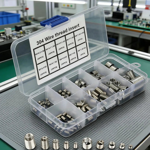 150-Piece 304 Stainless Steel Helical Thread Insert Kit For Metal Thread Repair with assorted M3 to M12 coil inserts