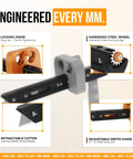 Pro All In One Box Resizer Tool With Adjustable Depth Guide Cardboard Cutter And Scoring Wheel For Quick Ship Ready Box Prep Packaging And Online Seller Needs close-up showing locking knob, steel wheel, cutter and depth guide