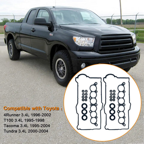 Valve Cover Gasket Set For Toyota 3.4L V6 5VZ-FE Fits 1996-2002 4Runner 1995-1998 T100 1995-2004 Tacoma 2000-2004 Tundra Bolt On