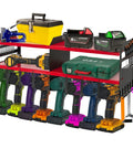 Cordless Drill Charging Station With Eight Drill Holders, Heavy Duty Power Tool Organizer, Wall Mount with tools on display.