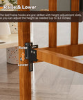 Smooth Swap Bolt To Hook Bed Frame Brackets showing adjustable height feature on bed frame with solid black finish.