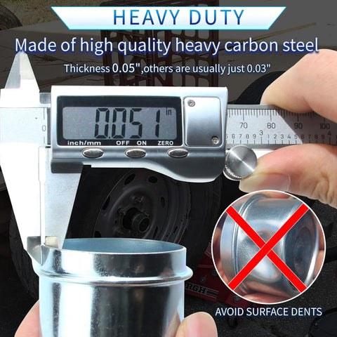 Digital caliper measuring Heavy Duty Trailer Hub Dust Caps Set 1.98 Inch Fits 2000-3500 Lb EZ Lube and Standard Axles