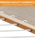 Close-up of 11 Foot Double Outdoor Hammock With Quick Dry Olefin Fabric Spreader Bar for Poolside or Backyard Relaxation, Khaki