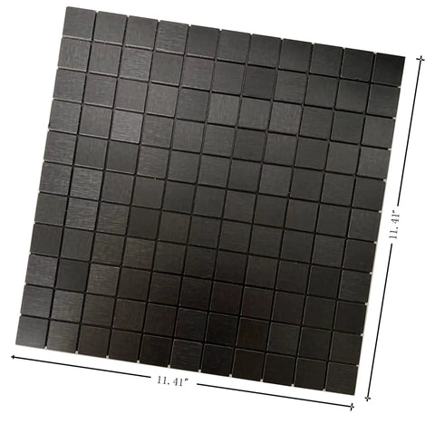 DIY Self Adhesive Peel And Stick Backsplash Tiles in Brushed Aluminum Finish for Kitchen Walls, 11.41x11.41 inches, black brushed