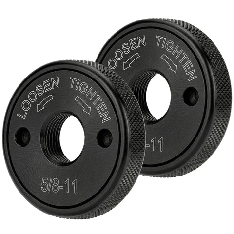 Self-Locking Knurled Arbor Nut Set for 4.5 and 5 Inch Angle Grinders, 5/8-11 Thread Spindle, No Wrench Needed, Two-Piece Flange Nut Kit