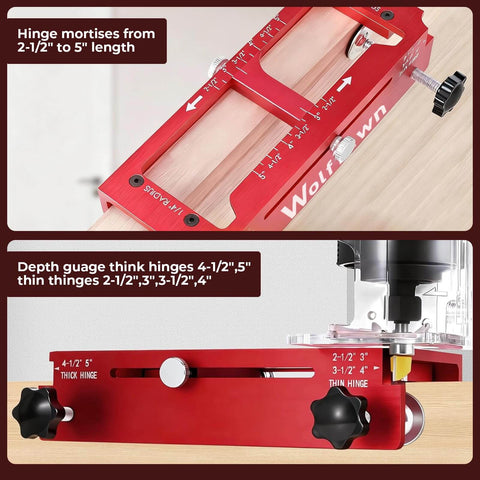 Rugged Aluminum Door Hinge Jig For Precise Mortises Built To Last, Adjustable Router Jig Fits Door Hinges From Two Point Five To Five Inches