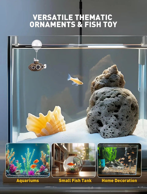 Mini Floating Submarine Fish Tank Decor Dope Resin Eco Friendly Vintage Underwater Aquarium Accessory in fish tank scene