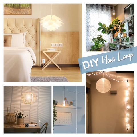 Indoor settings featuring 20ft Extension Hanging Lantern Cord Cable with pendant lighting in various room decor styles.