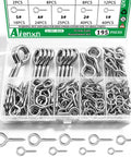 Dang Solid 195 Piece Nickel Plated Eye Screw Assortment Kit Featuring Self Tapping Hooks And Heavy Duty Eyelets in plastic organizer tray.