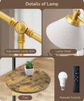 Gold Arched Floor Lamp With Adjustable Linen Shade, Corner Standing Arc Light, 63 Inch Tall, lamp details and accessories
