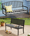 Thick Waterproof Outdoor Bench Cushion 48x18x3 With Ties For Patio Swing Chair, Fade Resistant Padding, Black And White Stripe Cover