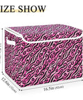 Top Drawer Foldable Storage Bin With Flip Top Lid And Comfort Grip Handles For Bedroom Home Organization Collapsible Closet Containers With Tough Oxford Fabric And Zero Fuss Velcro Seal, pink pattern, dimensions 16.5x12.6x11.8 inches.