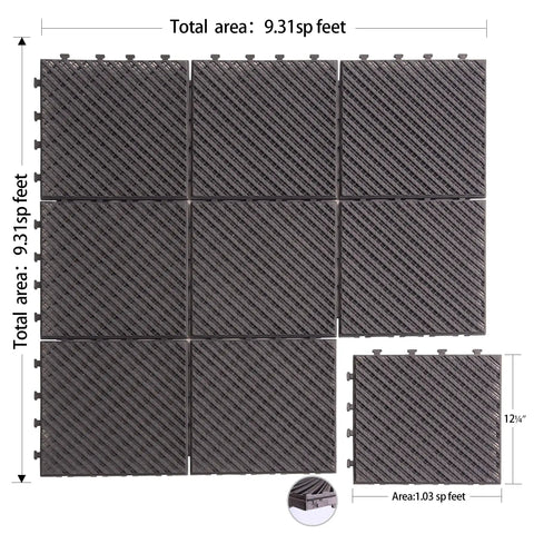 Interlocking Deck Tiles 27 Pack Outdoor Flooring 12 By 12 Inch Plastic Tiles DIY Friendly All Weather Waterproof Patio Pavers