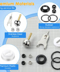 Single Handle Faucet Repair Kit With RP212 Stainless Steel Ball Valves And Knob Handles For Delta And Peerless Faucets Replacement RP77739 86971 1 Pack Easy Install Durable Build Leak Free Performance components on display with rubber, stainless steel, and plastic materials visible.