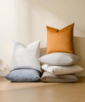 Stack of assorted colored pillow covers, not Pack of 4 Outdoor Pillow Covers 18x18 Inches Blue, Water Resistant and Stain Repellent Microfiber