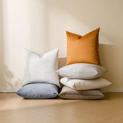 Stack of assorted colored pillow covers, not Pack of 4 Outdoor Pillow Covers 18x18 Inches Blue, Water Resistant and Stain Repellent Microfiber