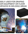 Images of welding processes with a stack of 4 Pack 36 By 36 Inch Welding Blanket Heavy Duty Flame Retardant Carbon Felt Pad and sparks.