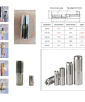 Diagram and photo of 15 Pieces Drop In Anchors Set, Knurled, 3/8-16 For Solid Concrete, internal expansion, 304 stainless steel.