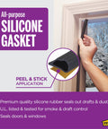 M-D all-purpose silicone gasket; black peel-and-stick door/window seal for doors and windows, 20 ft