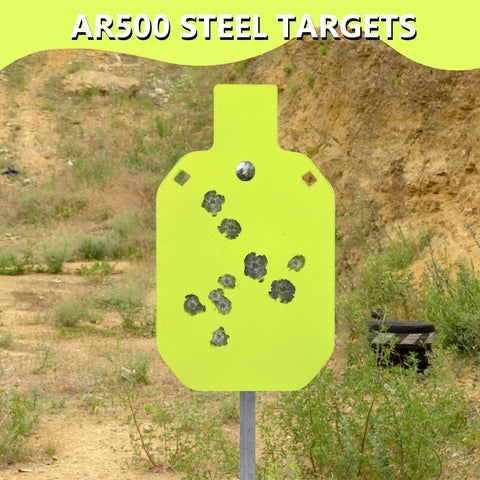 Neon Yellow 12 By 20 Inch Steel Gong Target For Pistol And Rifle Training, One Half Inch Thick AR500 Steel With Laser Cut Edges