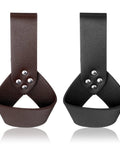 Brown and black heavy duty medieval sword belt accessory holder set for knights showing durable faux leather build.