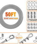 Outdoor Deck Railing Wire Rope Kit Fifty Feet Of Three Sixteenths Inch Type 316 Stainless Steel Cable With Clamps
