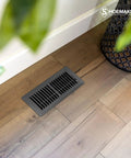4x10 Storm Gray Floor Register Vent Cover, Heavy Duty Metal Floor Vent for Home HVAC installed on wooden floor