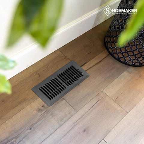 4x10 Storm Gray Floor Register Vent Cover, Heavy Duty Metal Floor Vent for Home HVAC installed on wooden floor