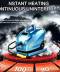 Heavy-Duty Professional Portable Steam Cleaner With 30 Second Quick Heat Up For Auto Detailing And Deep Cleaning No Chemicals Needed, shown with steam.