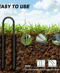 8 Inch Rebar Garden Stakes Tough As Nails Ten Pack U Hook Metal Stakes Rust Proof Electrostatic Finish For Tent Landscaping Outdoor Decor