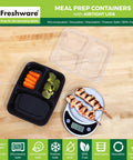 Grab And Go Meal Prep Containers 50 Pack With 3 Compartments 24 Oz Each Bento Boxes BPA Free Stackable Lids on scale