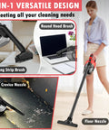 Rugged Cordless Vacuum Cleaner With Five In One Setup And Hella Mighty 500 Watt Brushless Motor Pulling Savage 100AW Suction for versatile cleaning tools.