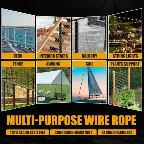 Top Shelf 1/8 Black T316 Stainless Steel Cable Railing 1200 Ft With Cable Cutter used in decks, fences, and awnings.