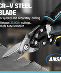10 Inch Aviation Snips Straight Cut Tin Snips For Cutting Metal Sheets Built Tough CR-V Steel With Visible Cutting Length