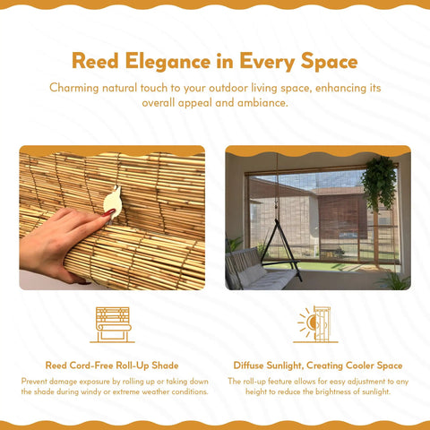 Cordless Bamboo Blinds Waterproof Roller Shades For Porch And Patio Roll Up Bamboo Shades For Inside Mount Indoor And Outdoor Privacy Screen In Cocoa 48 By 72 Inches, showcasing roll-up mechanism.