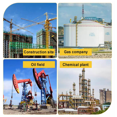 Construction site, gas company, oil field, and chemical plant showcasing industrial environments and machinery.