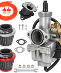 PZ27 Carburetor Kit Replacement For 125cc 150cc 200cc 250cc ATVs Go Karts Dirt Bikes shown with air filters, gaskets, and lines