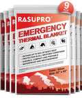 9 Pack Emergency Blankets For Outdoor Survival Gear, Mylar Thermal Space Blankets With Insulation packaging