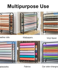 Heavy Duty Adjustable Storage Rack Hella Versatile For Fabric And Vinyl Rolls Featuring Ten Sturdy Rods Rust Proof Black Steel Holder showcasing various roll materials