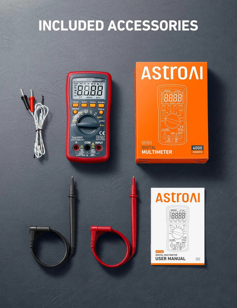 Digital Multimeter Pro Grade With True RMS And Auto And Manual Ranging, 4000 Counts Voltmeter with accessories and user manual