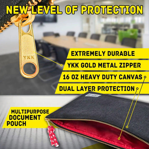 Heavy Duty Canvas Document Organizer Portfolio Featuring Secure Ykk Zipper showcasing YKK metal zipper and durable canvas material.