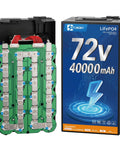 Heavy Duty 72V 40Ah LiFePO4 Deep Cycle Battery Built To Kick Ass For Electric Trikes And Scooters With Rock Solid 50A BMS Protection And All Day Grunt Power, showing internal connections.