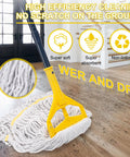 Heavy Duty Commercial Mop With 3 Extra Large Replacement Heads And A 59 Inch Long Handle, Looped End String Wet Cotton Mop For Floor Cleaning In Home Kitchen Office Garage, Workhorse Wet Or Dry Use On Concrete And Tile