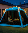 Instant Pop Up Screen House Gazebo 8.2 By 8.2 By 75 Inches Portable Canopy with mosquito netting in backyard setup
