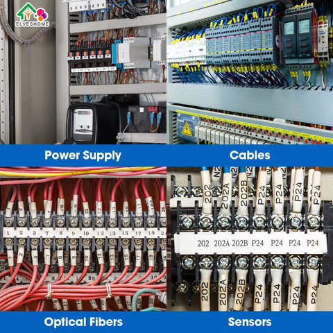 Industrial control panel with wiring, terminal blocks, and labeled cables in electrical enclosure setup.
